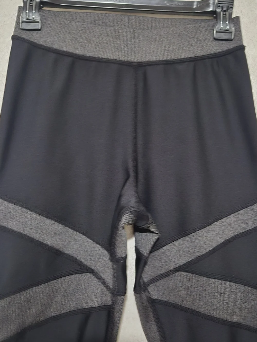 ALO Yoga Black and Gray Seamless Knit Top with White Logo..Size:M